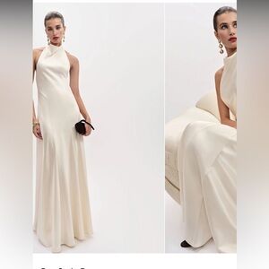 Reformation NWT Roy Satin Maxi Dress in Ivory Cream